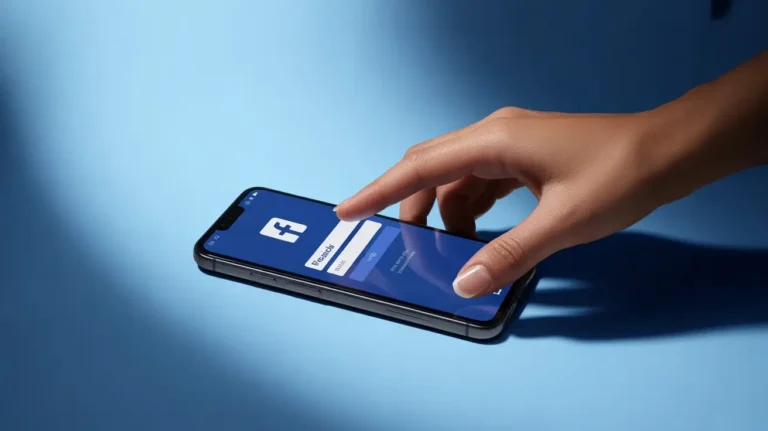 Usuário acessando a tela de login do Facebook em um smartphone.