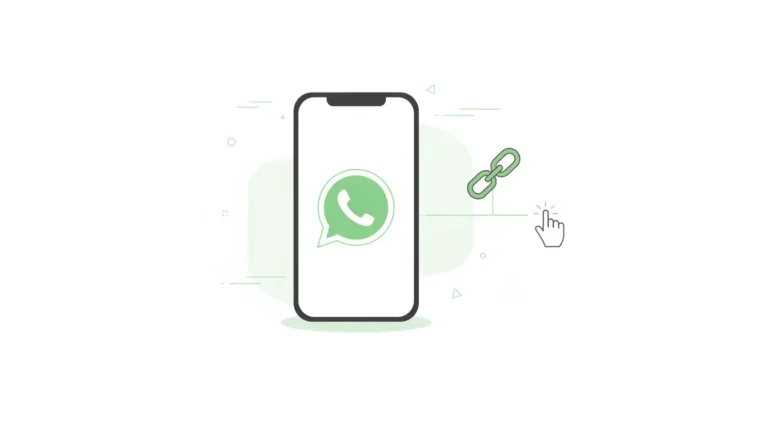 Smartphone com ícone do WhatsApp e link de conexão — como criar um link para WhatsApp