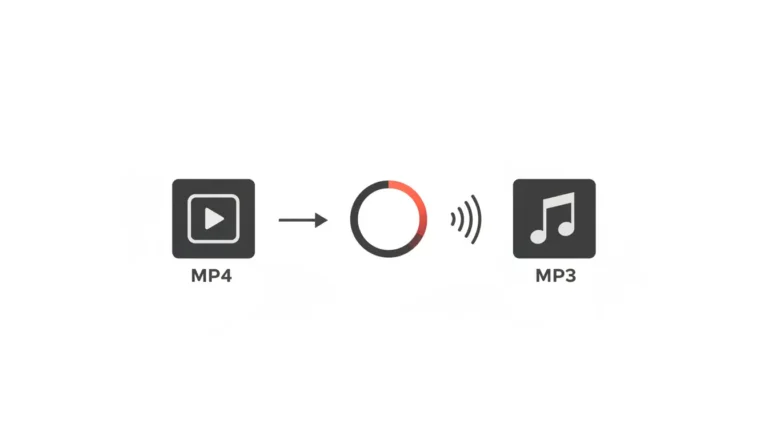 Conversão de arquivo de vídeo MP4 para áudio MP3 com indicador de progresso e ondas sonoras