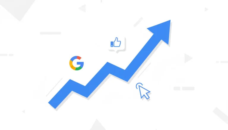 Ilustração minimalista representando tráfego pago com gráfico de crescimento e ícones digitais